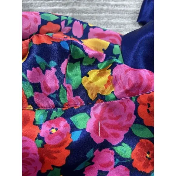 Vintage Victorias Secret Robe Large Multicolor‎ Floral Long Open Front Polyester - Picture 9 of 12